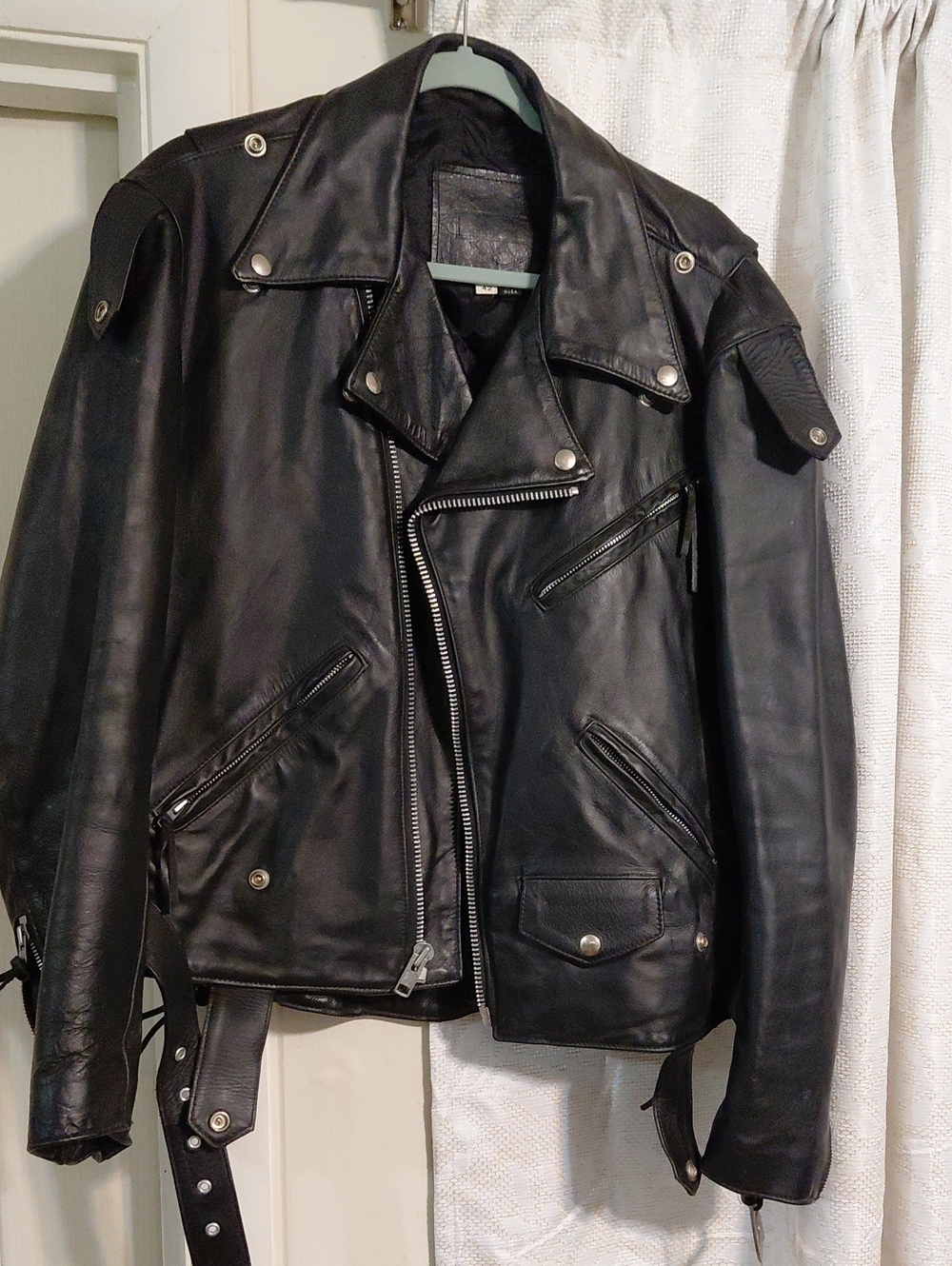 Vintage Harley Davidson Made in USA Side Lace Belted Leather Jacket 42